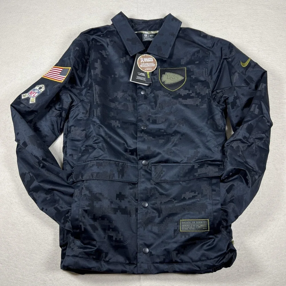 Kansas City Chiefs Jacket Mens Small Black NFL Football Nike Salute To‎ Service